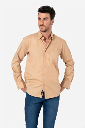 BROTHERS ERKEK COMFORT FIT BASIC UZUN KOL TEK CEPLİ YIKAMALI GABARDİNGÖMLEK KANSAS LS BEJ B01.242.427
