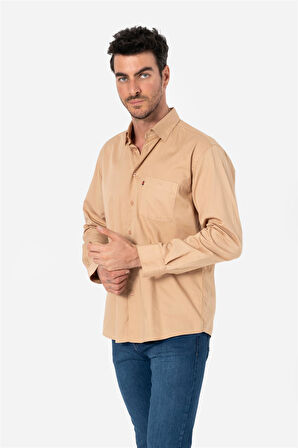 BROTHERS ERKEK COMFORT FIT BASIC UZUN KOL TEK CEPLİ YIKAMALI GABARDİNGÖMLEK KANSAS LS BEJ B01.242.427