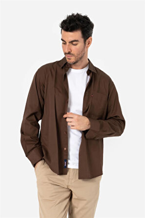 BROTHERS ERKEK COMFORT FIT BASIC UZUN KOL TEK CEPLİ YIKAMALI GABARDİNGÖMLEK KANSAS LS KAHVERENGİ B01.242.427