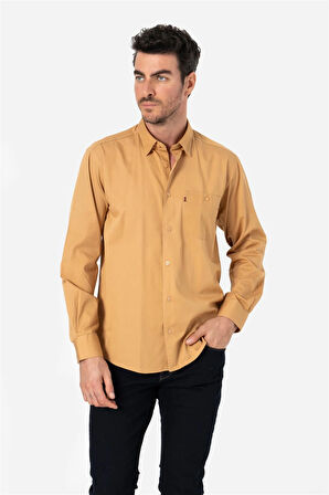 BROTHERS ERKEK COMFORT FIT BASIC UZUN KOL TEK CEPLİ YIKAMALI GABARDİNGÖMLEK KANSAS LS HARDAL SARISI B01.242.427