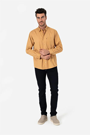 BROTHERS ERKEK COMFORT FIT BASIC UZUN KOL TEK CEPLİ YIKAMALI GABARDİNGÖMLEK KANSAS LS HARDAL SARISI B01.242.427