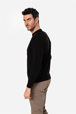 BROTHERS ERKEK STANDART KALIP BİSİKLET YAKALI BASIC  TRİKO KAZAK CUSTER SİYAH B05.242.539