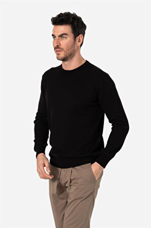 BROTHERS ERKEK STANDART KALIP BİSİKLET YAKALI BASIC  TRİKO KAZAK CUSTER SİYAH B05.242.539