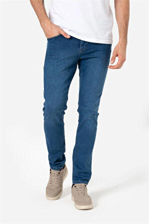 BROTHERS ERKEK COMFORT FIT NORMAL BEL DÜZ PAÇA 5 CEPLİ ESNEK DENIM KUMAŞ JEAN KOT PANTOLON BRUNO MAVİ B02.242.219