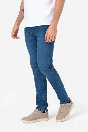 BROTHERS ERKEK COMFORT FIT NORMAL BEL DÜZ PAÇA 5 CEPLİ ESNEK DENIM KUMAŞ JEAN KOT PANTOLON BRUNO MAVİ B02.242.219