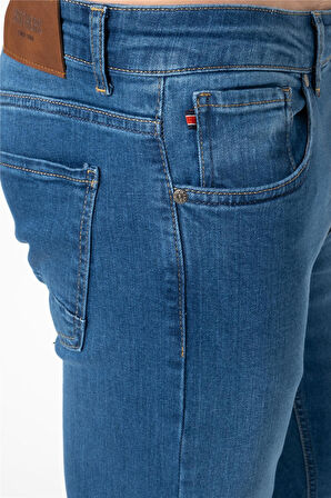 BROTHERS ERKEK COMFORT FIT NORMAL BEL DÜZ PAÇA 5 CEPLİ ESNEK DENIM KUMAŞ JEAN KOT PANTOLON BRUNO MAVİ B02.242.219