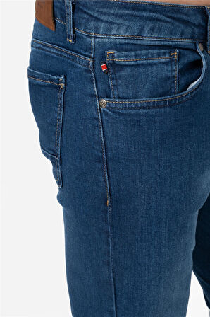 BROTHERS ERKEK COMFORT FIT NORMAL BEL DÜZ PAÇA 5 CEPLİ ESNEK DENIM KUMAŞ JEAN KOT PANTOLON BRUNO LACİVERT B02.242.219