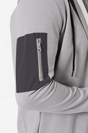 BROTHERS ERKEK RAHAT KESİM KAPÜŞONLU CEP DETAYLI ÇİFT TARAFLI FERMUARLI SWEATSHIRT JORDAN GRİ B06.242.691