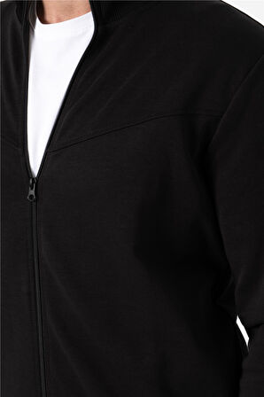 BROTHERS ERKEK RAHAT KESİM DİK YAKALI YANDAN CEPLİ ÇİFT TARAFLI FERMUARLI  SWEATSHIRT JAMES SİYAH B06.242.692