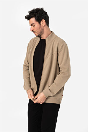 BROTHERS ERKEK RAHAT KESİM DİK YAKALI YANDAN CEPLİ ÇİFT TARAFLI FERMUARLI  SWEATSHIRT JAMES VİZON B06.242.692