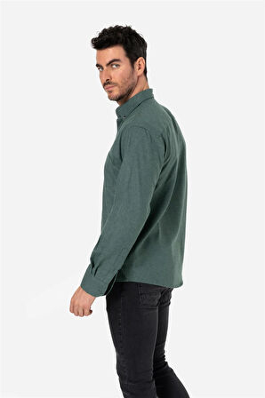BROTHERS ERKEK COMFORT FIT UZUN KOL TEK CEPLİ FLANEL GÖMLEK HUN LS ORMAN YEŞİLİ B01.242.529