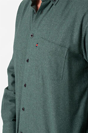 BROTHERS ERKEK COMFORT FIT UZUN KOL TEK CEPLİ FLANEL GÖMLEK HUN LS ORMAN YEŞİLİ B01.242.529