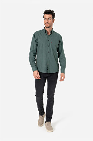 BROTHERS ERKEK COMFORT FIT UZUN KOL TEK CEPLİ FLANEL GÖMLEK HUN LS ORMAN YEŞİLİ B01.242.529