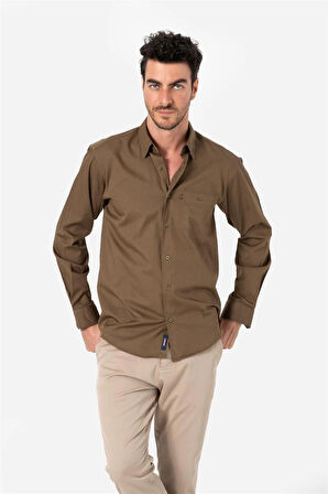 BROTHERS ERKEK COMFORT FIT BASIC UZUN KOL TEK CEPLİ YIKAMALI GABARDİNGÖMLEK KANSAS LS ZEYTİN YEŞİLİ B01.242.427