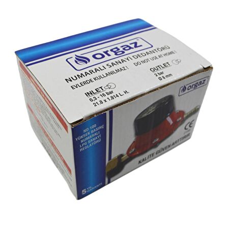 Orgaz Numaralı Sanayi Dedantörü ND 100 Yüksek Basınç Numaralı LPG Sanayi Reglatörü