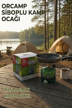 Orcamp Siboplu Kamp Ocağı 450 Gr Tüplü Set – Taşınabilir Kamp Ocak Seti, 5 Saat Yanma Süresi