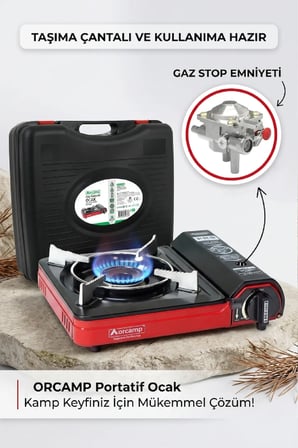 Orcamp Pro Portatif Kamp Ocağı - Gaz Kesme Emniyetli ve Reset Tuşlu Karavan/Kamp Ocağı