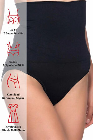 Kadın Siyah Dikişsiz Yüksek Bel Double Slip Korse 2009