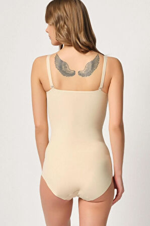 Düz / Desensiz Ince Askı Kadın Body / Bodysuit Korse 2821