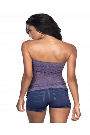 Kadın Mor  Straplez  Fileli Dikişsiz Büstiyer