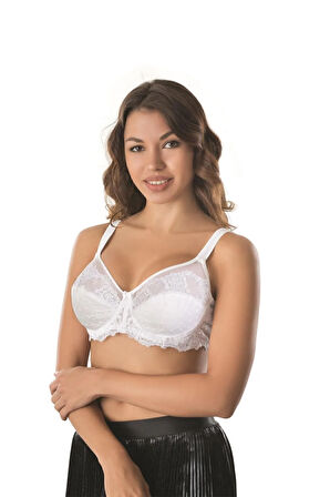 Kadın Beyaz Pudra Mı 170 B Balenli Brode Toparlayıcı Sütyen