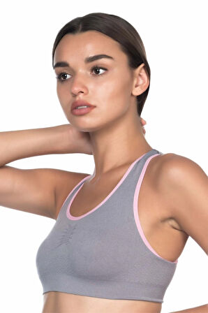 Gri Pembe 4024 Double Sütyen Korse