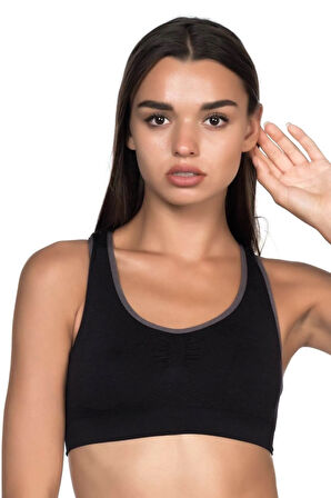 Kadın Siyah Double Seamless Sporcu Toparlayıcı Sütyen