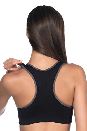 Kadın Siyah Double Seamless Sporcu Toparlayıcı Sütyen