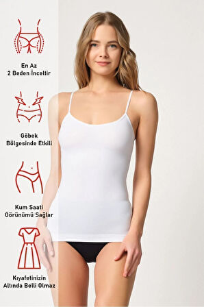 Kadın Beyaz Mı 5020 İnce Askılı Atlet Korse