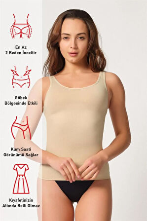 5025 Kadın Seamless Kalın Askılı Atlet Korse Ten
