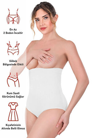 Beyaz 2080 Yüksek Bel Çıtçıtlı Slip Korse