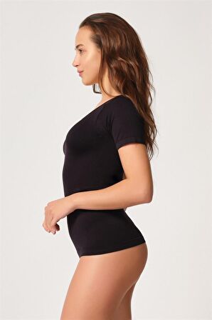 Siyah Emay 5004 Soft Yarım Kollu Atlet-M