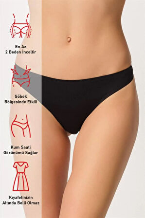 Siyah 2802 Yapıştırma Lazer Kesim String Külot