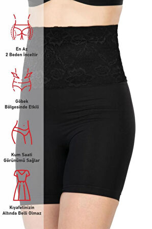 Ten 2091 Önü Dantelli Yüksek Bel Boxer Korse