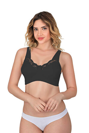 SİYAH MI Emay 181 B Dantelli Toparlayıcı Cotton Sütyen