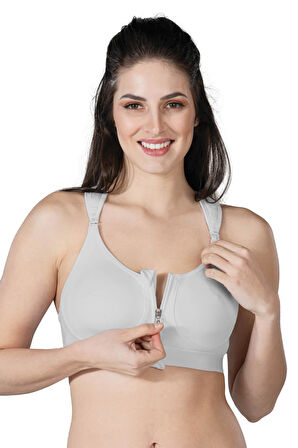 GRİ MI Emay 184 B Önden Fermuarlı Sporcu Penye Sütyen