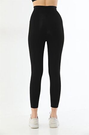 SİYAH MI 2711 Lazer Kesim Fermuarlı Uzun Tayt