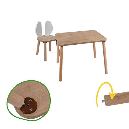 Bee Smart Safir Meşe 2 Sandalyeli Set