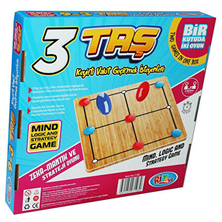 Ri Toys 28x28 cm Ahşap 9 Taş 3 Taş Zeka Oyunu 1989