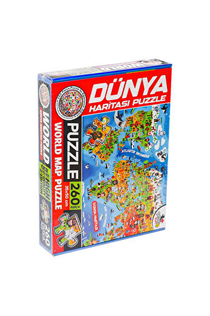 260 Parça Dünya Haritası Puzzle & Yapboz 35x50 CM