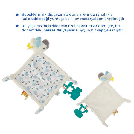 Babyjem 926 Birdy Diş Kaşıyıcılı + Silikon Emzik Hediyeli Uyku Arkadaşım Mavi 