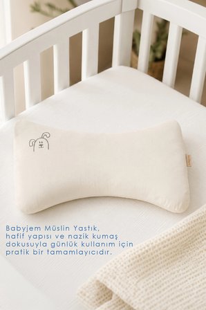 Babyjem Muslin Yastık Nakışlı Ekru