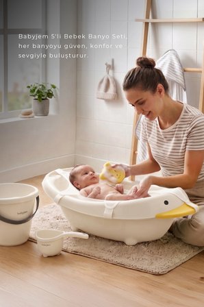 Babyjem Neşeli Ördek Banyo Seti 5 Parça Kum Beji