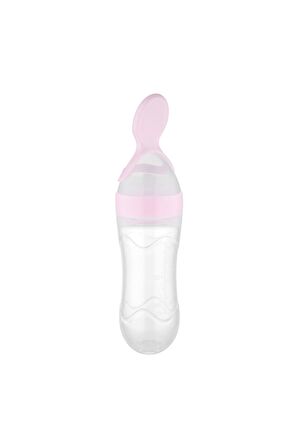 Katlı Toz Mama Kabı Pembe + Sıkmalı Kaşık Pembe 90 ML - Özel Koruyucu Kapaklı