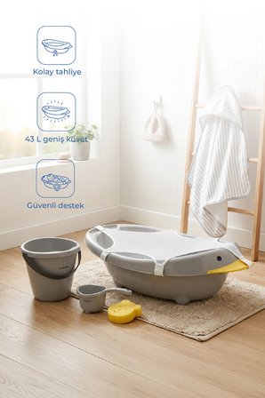 Babyjem Neşeli Ördek Banyo Seti 5 Parça Soft Gri