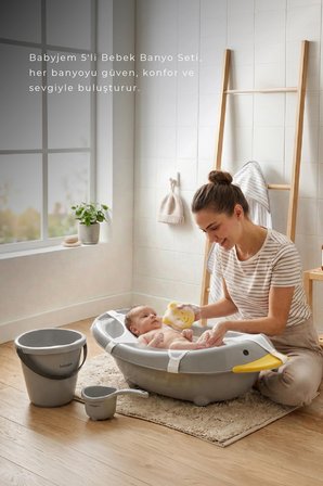 Babyjem Neşeli Ördek Banyo Seti 5 Parça Soft Gri