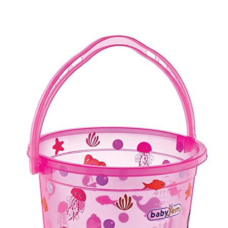 Babyjem Bebek Banyo Kovası Şeffaf Pembe Desenli