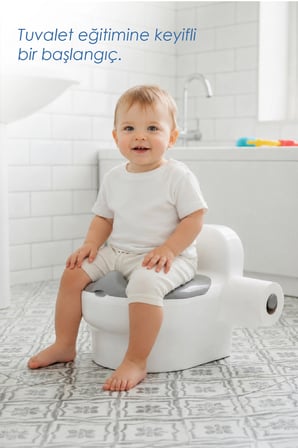 Babyjem Bebeğimin İlk Tuvaleti Sifon Sesli Lazımlık Oturak Soft Gri