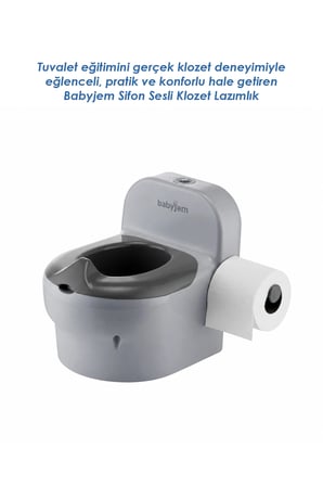 Babyjem Bebeğimin İlk Tuvaleti Sifon Sesli Lazımlık Oturak Soft Gri