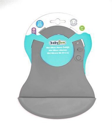 Babyjem Mini Silikon Önlük Gri